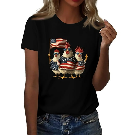 Date Outfits Womens Knit Tops, Women's Soft Lightweight Short Sleeve Crew Neck Summer T-Shirts Backyard Bbq Relaxed Fit Holiday-Ready Shirts Memorial Day To Labor Casual Black L