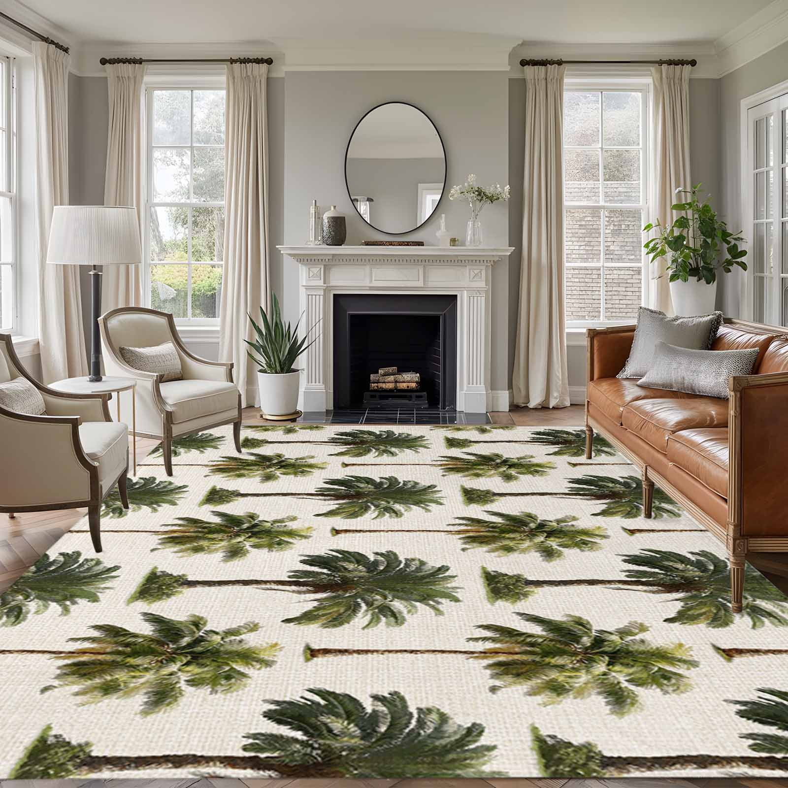 Date Palm Trees Area Rugs 5'x7', Washable Small Throw Rugs for Laundry ...