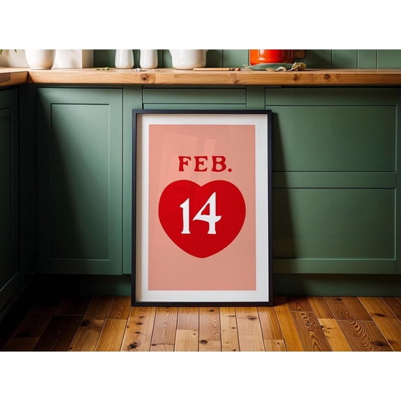 Date Valentine Retro Valentines Day Kitchen Wall Art, Unframed Paper Poster 8x10in