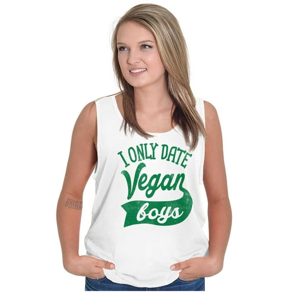 Date Vegan Boy Vegetarian Healthy Tank Top Tee Shirt Women Brisco Brands M