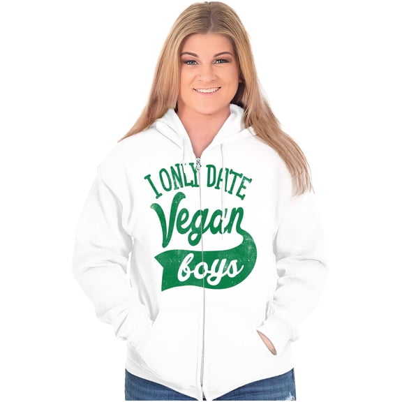 Date Vegan Boy Vegetarian Healthy Zip Hoodie Sweatshirt Women Brisco Brands L