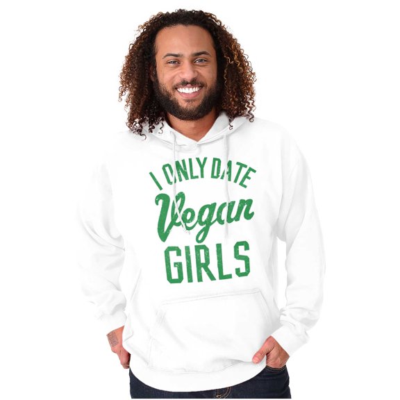 Date Vegan Girls Funny Vegetarian Gym Men's Big & Tall Graphic Hoodie Brisco Brands 4X