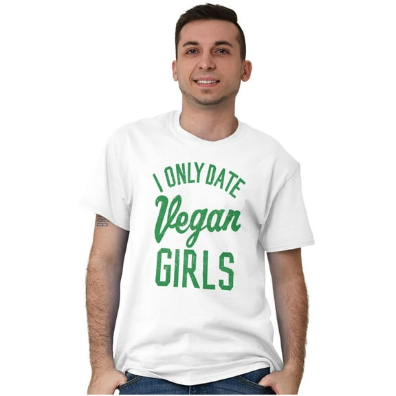 Date Vegan Girls Funny Vegetarian Gym Men's Big & Tall Crewneck Graphic Tee Brisco Brands 2X
