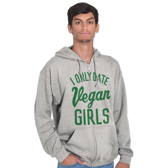Date Vegan Girls Funny Vegetarian Gym Men's Big & Tall Graphic Zip Up Hoodie Brisco Brands 4X