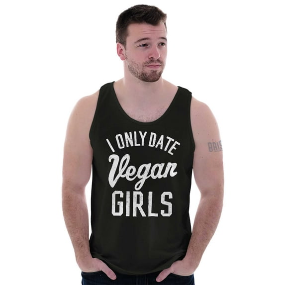 Date Vegan Girls Funny Vegetarian Gym Tank Top Sleeveless Tee Men Brisco Brands S