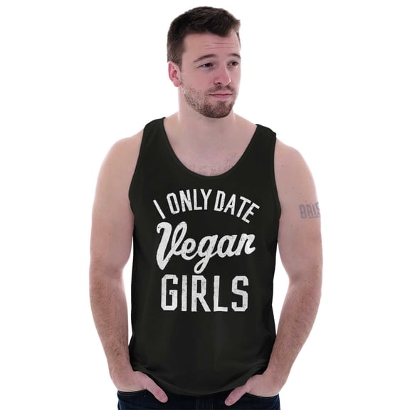 Date Vegan Girls Funny Vegetarian Gym Tank Top Sleeveless Tee Men Brisco Brands S