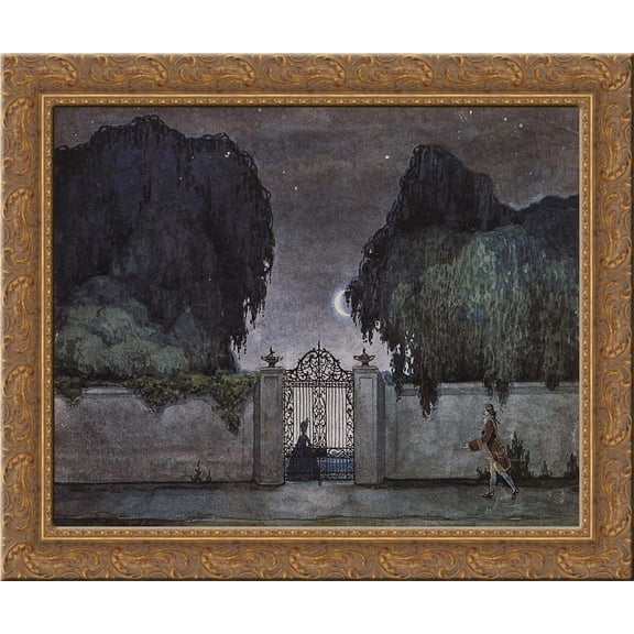 Date night 24x20 Gold Ornate Wood Framed Canvas Art by Konstantin Somov
