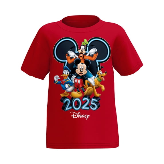 Disney Mickey & Friends 2025 Red Toddler Tee Shirt, 2T-4T (Unisex)