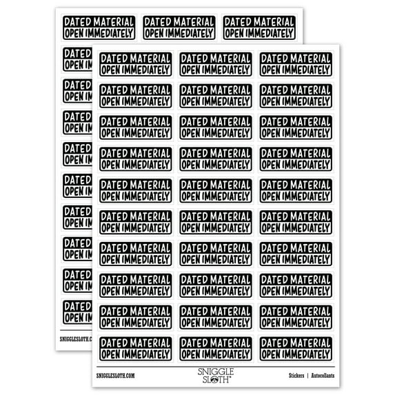 Dated Material Open Immediately Letter Mail Sticker Set - White - Matte Finish - 1.75" Medium
