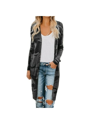 Long camo cardigan sweater deals