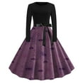 Dateuuo Dresses for Women Round Neck Long Sleeve Printed Vintage Swing