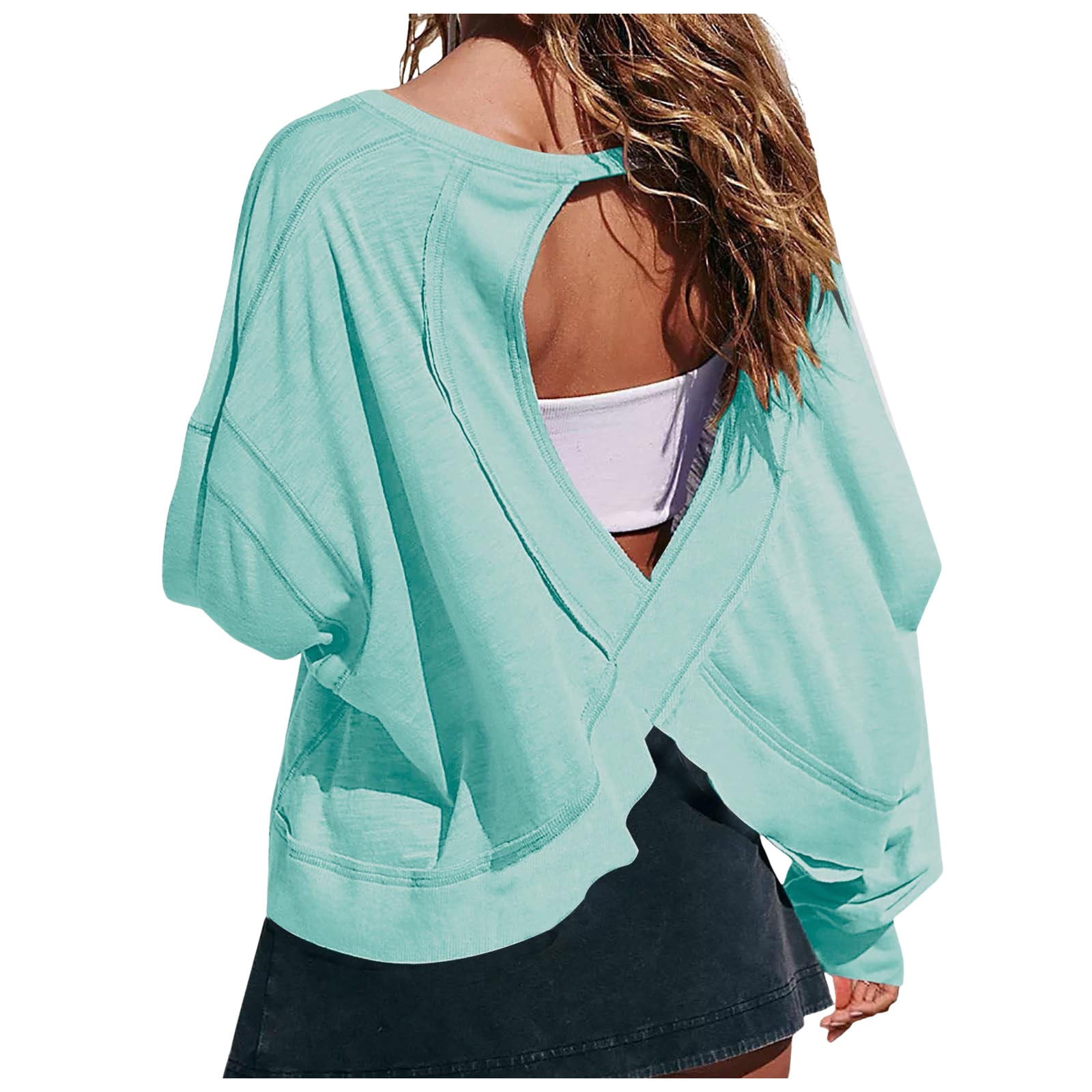 Dateuuo Yogatop Yoga Top Women Fall 2024 Fashion Open Back Workout Tops Teacher Outfits for