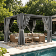 Sunmthink 10   10 Adjustable Louvered Pergola, Outdoor Aluminum Pergola for Backyard, Deck & Poolside, Gray