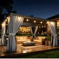 thumbnail image 1 of Sunmthink 10' x 12' Louvered Pergola, Outdoor Aluminum Pergola with Curtains & Netting for Decks, Gardens and Backyards, Gray, 1 of 10