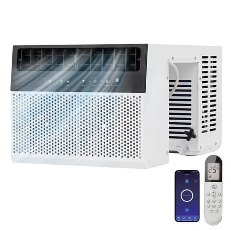 Dateyes 10000 BTU 6-in-1 WiFi Smart Window Air Conditioner, 115V 60Hz Cool Only AC Unit with Dehumidification, Remote Control & 24H Timer, White