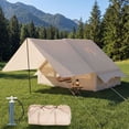 thumbnail image 1 of Dateyes 10x7 FT Inflatable Camping Tent for 4-6 Person, All-Season Blow Up Tent with Stove Jack and Extented Canopy, Easy Setup Portable Air Tent for Family Glamping, Beige, 1 of 8