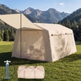 thumbnail image 1 of Dateyes 13x9 FT Inflatable Camping Tent for 8-10 Person, All-Season Blow Up Tent with Stove Jack, Easy Setup Portable Air Tent for Family Glamping, Beige, 1 of 8