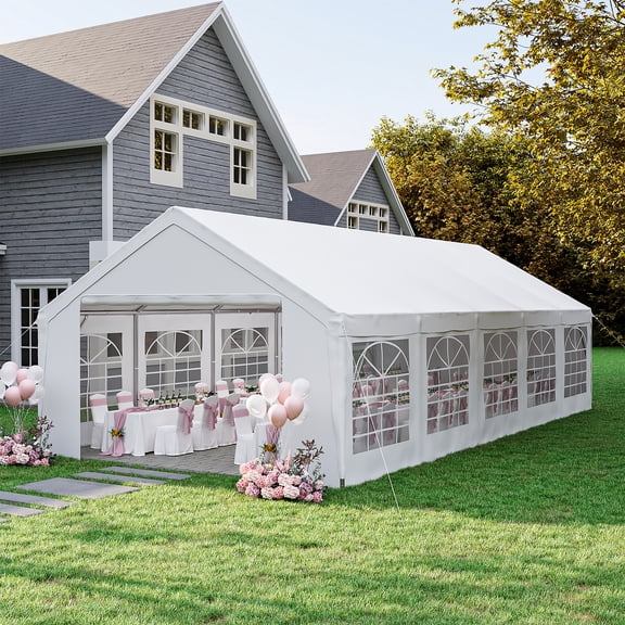 Dateyes 32x16 FT Heavy Duty Party Tent with Removable Sidewalls , 512 sq.ft Covered Waterproof Event Canopy for Outdoor Gatherings, Wedding, BBQ, Birthday, Commercial Event
