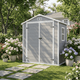 thumbnail image 1 of Dateyes 6x4 FT Resin Storage Shed with Floor, Outdoor Plastic Tool Shed with Double Lockable Doors & Window, Heavy Duty Weatherproof Outdoor Shed for Patio, Backyard, Garden, Gray, 1 of 11