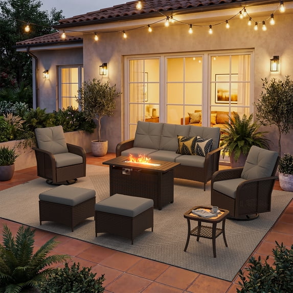 Dateyes 7-Piece Patio Furniture Set, High Back Swivel Rocker Chairs ...