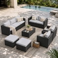thumbnail image 1 of Dateyes 9 Seats Patio Furniture Set, Rattan Wicker Outdoor Conversation Sectional Sofa Set with Storage Coffee Table and Waterproof Cover,Gray, 1 of 9