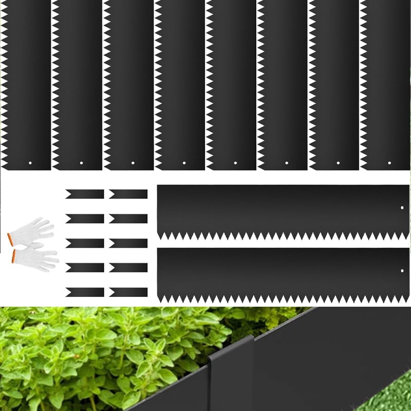 Datingday 10-Pack Galvanized Steel Landscape Edging (33FT Total) - 40"x6" Metal Garden Border Kit with 10 Stakes & Gloves for Yard, Tree Rings, Pathways | Heavy Duty Lawn Edging