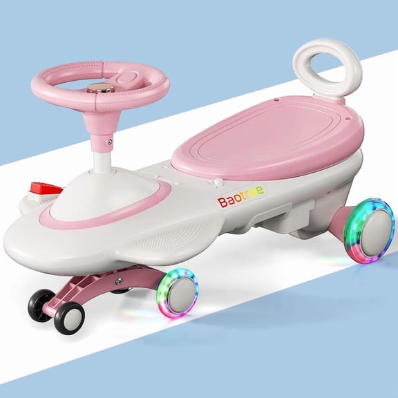 Datingday 12V Kids Electric Ride On Car,2 In 1 Swing Car With LED Wheels & Music, Ages 3-8, Perfect Gift For Kids,Pink