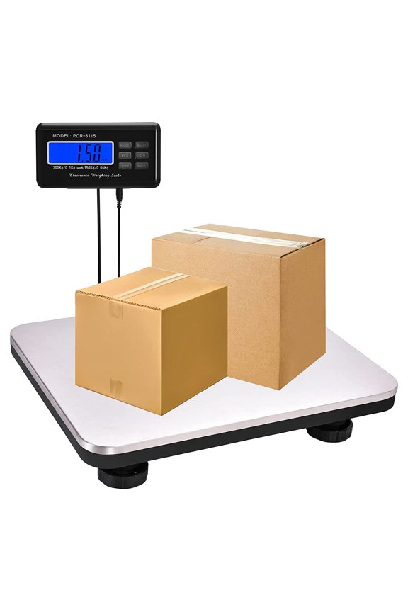 14"X 12" 660lbs LCD Digital Postal Scale Stainless Heavy Duty Postage Scale for Packages, 300kg Capacity Platform Scale Shipping Scale for Shipping Weighing