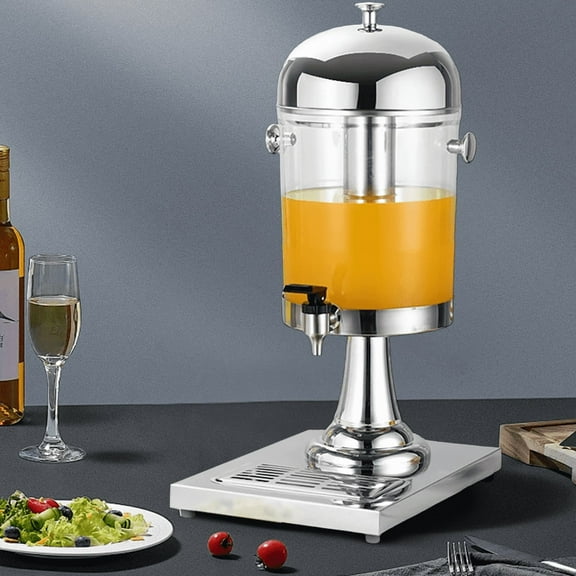 Datingday 2.2 Gallon Commercial Beverage Dispenser with Stand - Dual Temperature Hot & Cold Drink Dispenser with Ice Container & Stainless Steel Drip Trays for Parties, Beer, Lemonade, Coffee, Tea