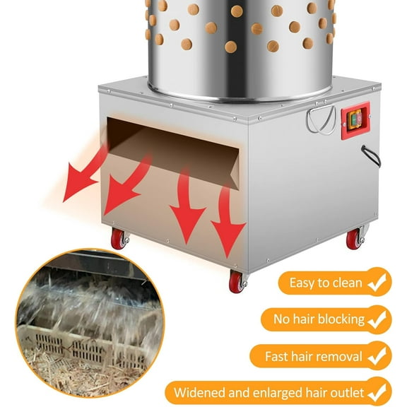 Datingday 20" Chicken Plucker Machine Stainless Steel Poultry Plucker 2HP 1500w 275r/min Automatic Feather Plucking Machine Chicken Turkey Defeathering Machine Equipment