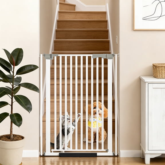 Datingday 41" Extra Tall Cat Gate for Doorway, Auto Close Pet Gate with Extension Kits, No-Drill Pressure Mounted Dog Gate for Stairs, Doorways, Kitchen, Hallway (Fits 30-32" Wide)