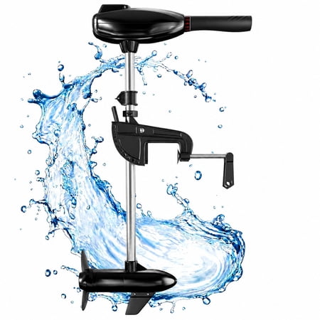 Datingday 46LB Thrust Electric Trolling Motor with Telescopic Handle, LED Battery Indicator, Transom Mount, Corrosion-Resistant for Freshwater & Saltwater, Quiet Operation for Kayak and Fishing Boat