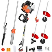 Datingday 52CC Orange Gas Weed Wacker, 2-Stroke Weed Eater Gas Powered, 6-in-1 Gas Hedge Trimmer, Gas Brush Cutter, Gas String Trimmer, Pole Saw with Extension 