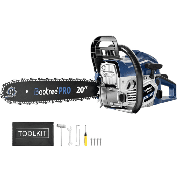 Datingday 62CC Gas Chainsaw, 20 Inch Professional Chainsaw with 2-Stroke Engine, Automatic Chain Brake & Anti-Vibration, Quick Start Technology for Tree Cutting, Logging, Firewood