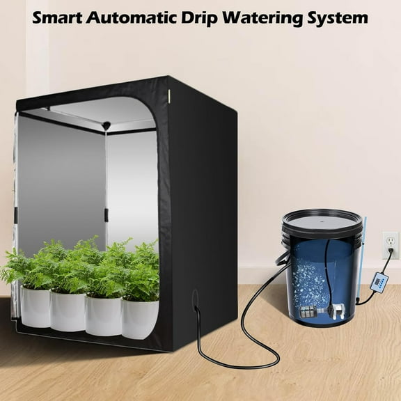 Datingday Automatic Drip Irrigation System Kits with 5 Gal Reservoir , Timer, Water Pump,12 Drip Emitters,65.6FT/20M Drip Tubes Smart Automatic Garden Watering System for Indoor Plants/Lawn/Greenhouse