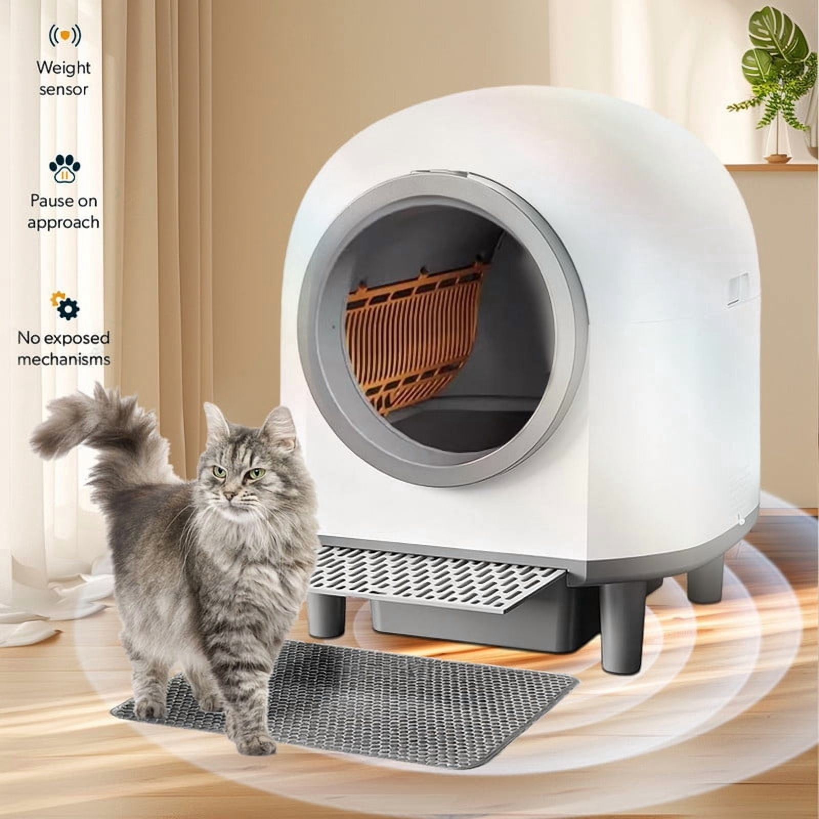 Datingday Automatic Litter Box Self Cleaning with App Control – Smart Cat Litter Box for Multiple Cats, Auto Safety Sensors, Covered Odor Control