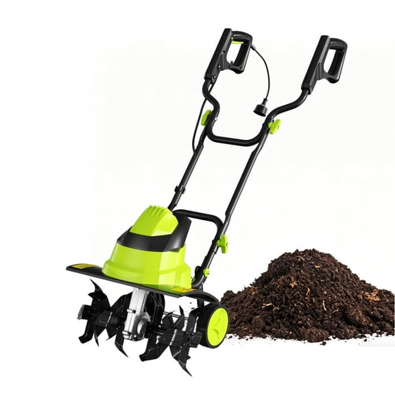 Datingday Corded Electric Garden Tiller 18 Inch Tilling Width 120V 13.5 Amp Soil Cultivator with Adjustable Wheels for Gardening Soil