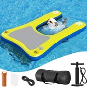 Datingday Dog Inflatable Pool Ramp Pontoon Platform with Non-Slip EVA Platform Floating and inflation tool for Swimming Pool Lake,S