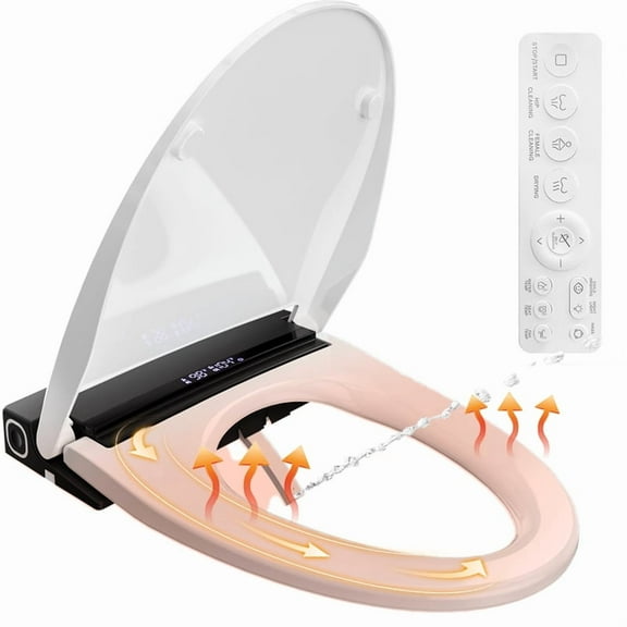 Datingday Electric Bidet Toilet Seat - Elongated Heated Seat with Warm Water Wash, Warm Air Dryer, Wireless Remote, Self-Cleaning Nozzle, Adjustable Water Pressure & Temperature