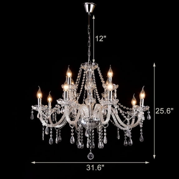 Datingday Elegant Crystal Glass Chandelier Pendant Ceiling Lighting Fixture 6-15 Light