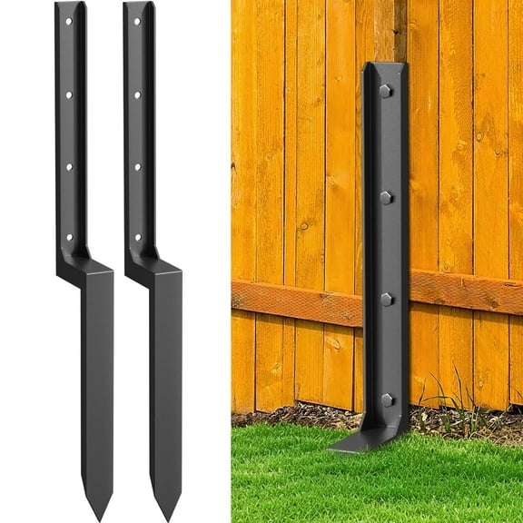Datingday Fence Post Anchor Repair Kit, 2 Pack Inner Diameter 2 x2 Inches Heavy Duty Steel Fence Post Support Stakes, Anchor Ground Spike for Repair Tilted, Broken Wood Fence Post