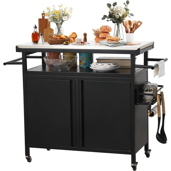 Datingday Heavy-Duty Stainless Steel Grill Cart with Lockable Casters -Outdoor Kitchen Island & BBQ Prep Station | Storage Shelves, Adjustable Spice Rack & Propane Tank Holder for Indoor/Outdoor Use