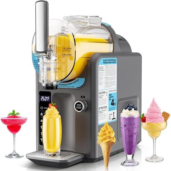 Datingday Ice Cream & Slushie Machine | Frozen Drink Maker with 5 Presets | Self-Cleaning, No Ice Needed | 68oz Capacity for Milkshakes, Margaritas, Frappes at Home,Grey