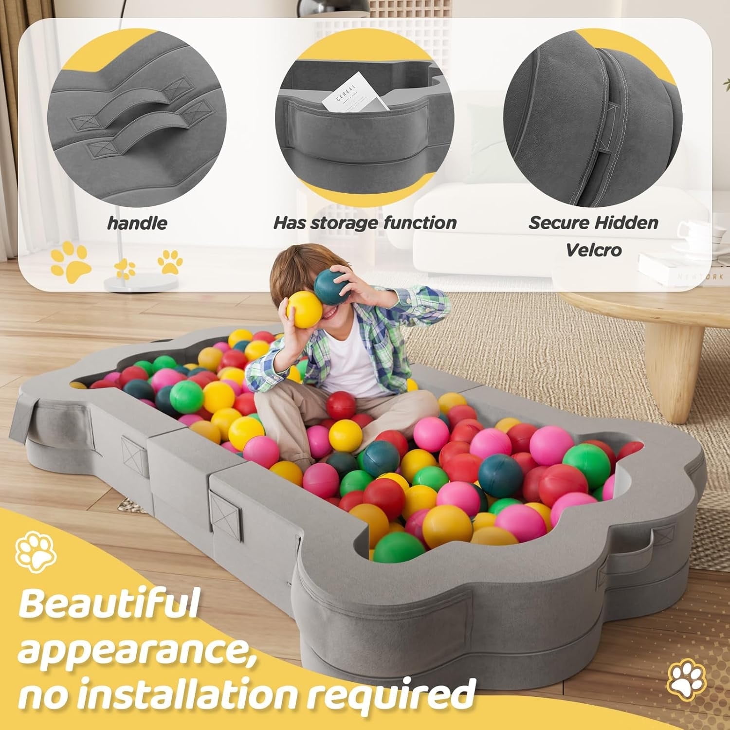 Datingday Portable Toddler Bed,Toddler Floor Bed for 1-5,Foldable Toddler Travel Bed for Kids,Soft and Safe (Grey,L)