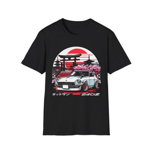 Reprint Rare Datsun 240Z JDM TShirt Classic Japanese Car Art Cherry Blossom Drift Graphic Tee