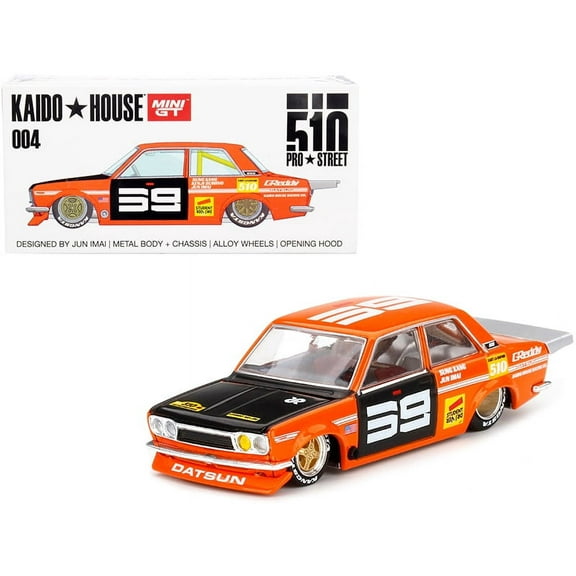 Datsun 510 Pro Street SK510 Orange and Black (Designed by Jun Imai) Kaido House Special 1/64 Diecast Model Car by True Scale Miniatures