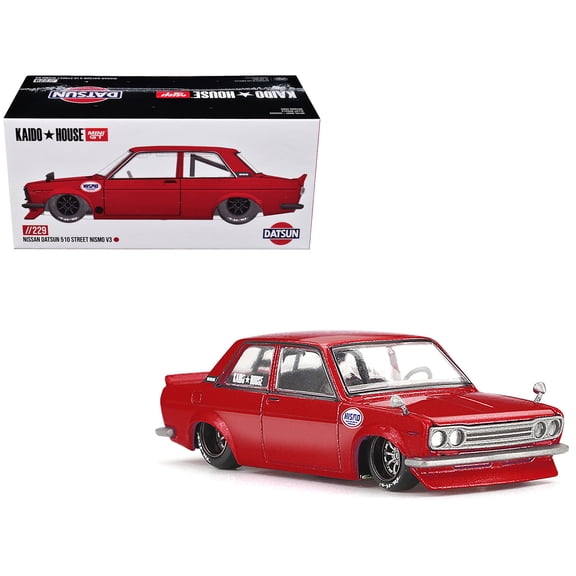 Datsun 510 Street "Nismo V3" Red Metallic (Designed by Jun Imai) "Kaido House" Special 1/64 Diecast Model Car by Mini GT