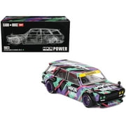 Datsun 510 Wagon RHD HKS V1 Black with Graphics Designed by Jun Imai Kaido House Special 1/64 Diecast Model Car by Mini GT