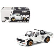 Datsun Pandem 620 Pickup Truck Rocket Bunny Racing White with Graphics 1/64 Die Cast Model Car by Pop Race