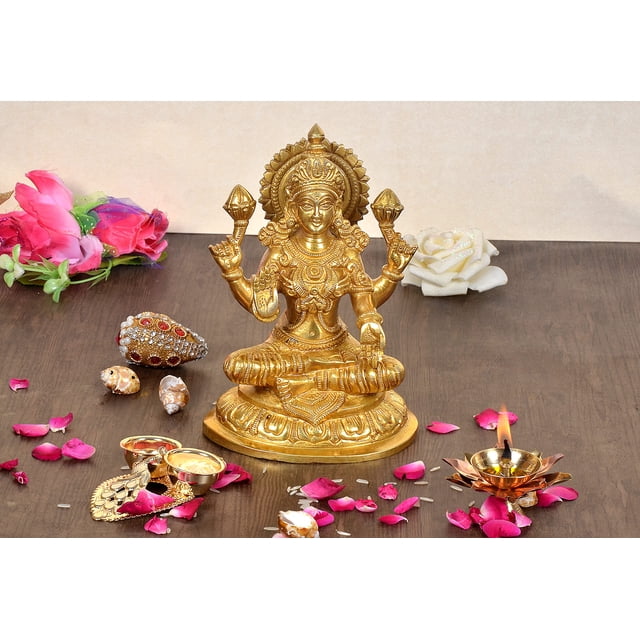Dattatreya Brass Lakshmi Laxmi Murti Idol Statue Height 7 Inches